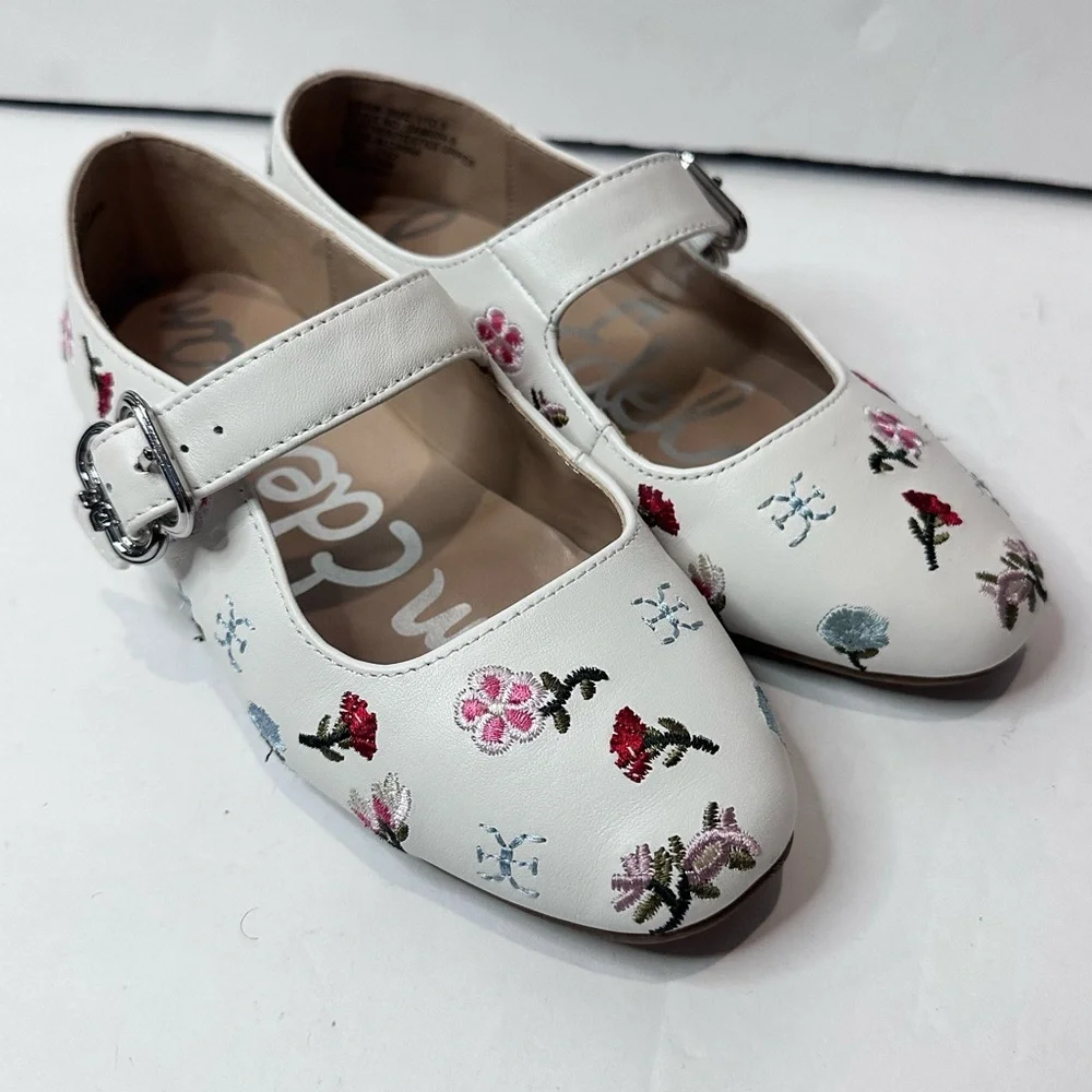 Sam Edelman White Floral Kids Dress Shoes